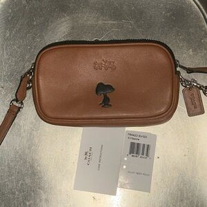 COACH X PEANUTS brown leather crossbody